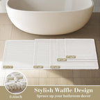 RESARE Waffle Bath Mat for Bathroom, Non Slip Bathroom Rugs 20"x32" White | - Image 5