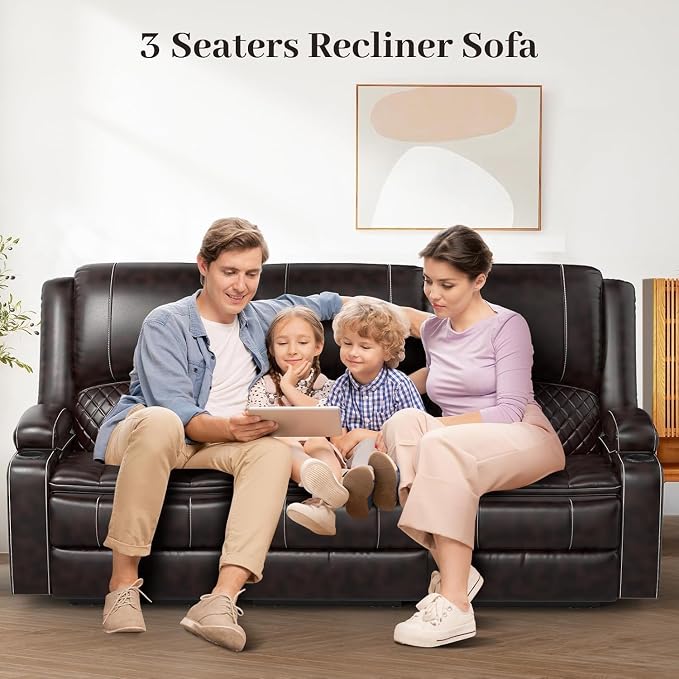 Yolsali Recliner Sofa, 3 Seater Manual Reclining Sofa - Image 9