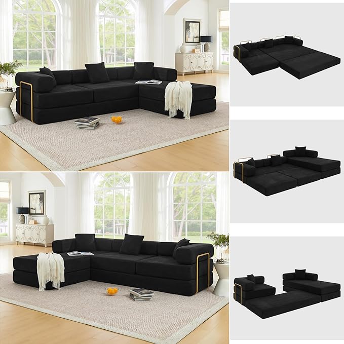HANXIN 108" Modular Sectional Sofa, Futon Convertible Sofa Bed, Oversized by HANXIN