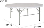 Flash Furniture Stonewall 6' Round Plastic Folding Event Table - Image 3