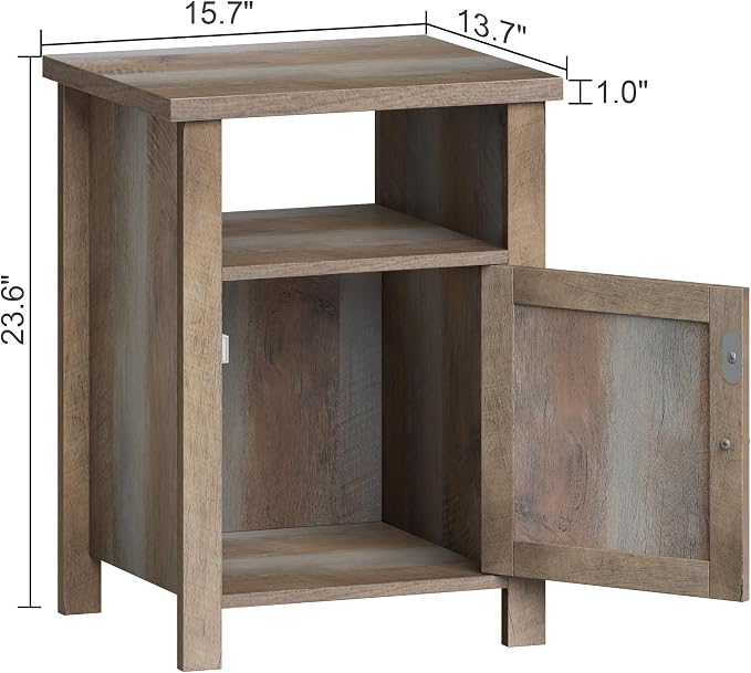 ChooChoo Farmhouse Nightstands Set of 2, Rustic Vintage End Side Table - Image 2