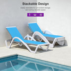 PURPLE LEAF Patio Chaise Lounge Chair Set of 3 Outside Aluminum Plastic - Image 5