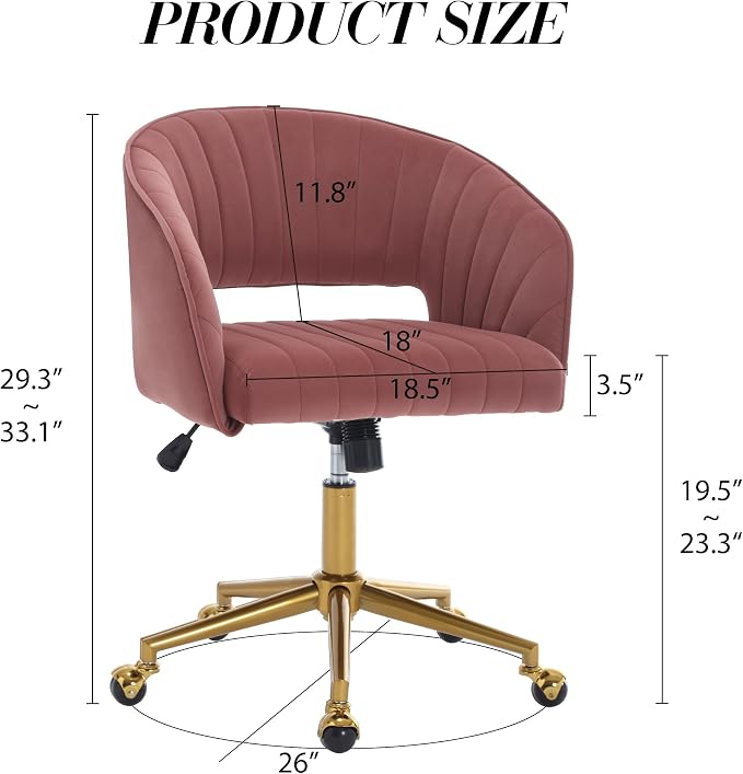 Home Office Chair Swivel Velvet Desk Chair Accent Armchair Upholstered Modern - Image 3