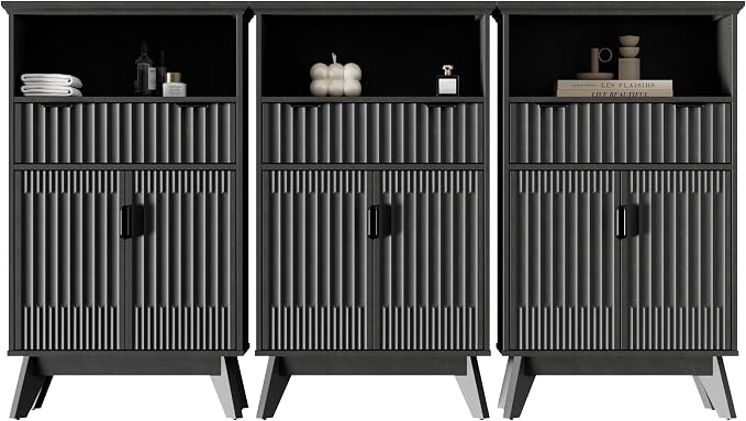 Fatmok Buffet Cabinet with Storage Set od 3, Wood Buffet Sideboard Console Table by Fatmok