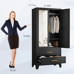 erosoei Metal Armoire Wardrobe Closet, 71 "Metal Clothing Storage Cabinet - Image 2