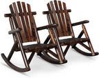 Outvita Wooden Rocking Chair Set of 2, Fir Log Adirondack Rocker, Outdoor Wood by Outvita