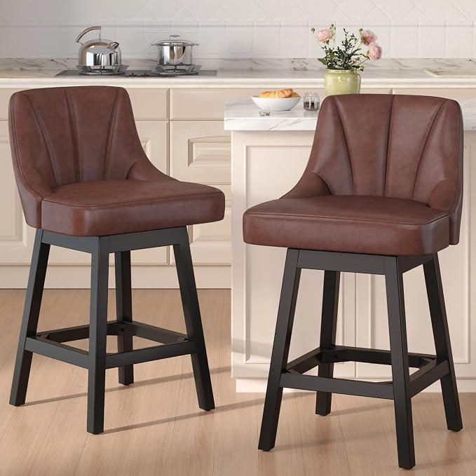 YaFiti Swivel Bar Stools Set of 2, 26 Inch Counter Height Bar Stools by YaFiti