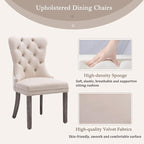 KCC Velvet Dining Chairs Set of 6, Upholstered High-end Tufted Dining Room Chair - Image 4
