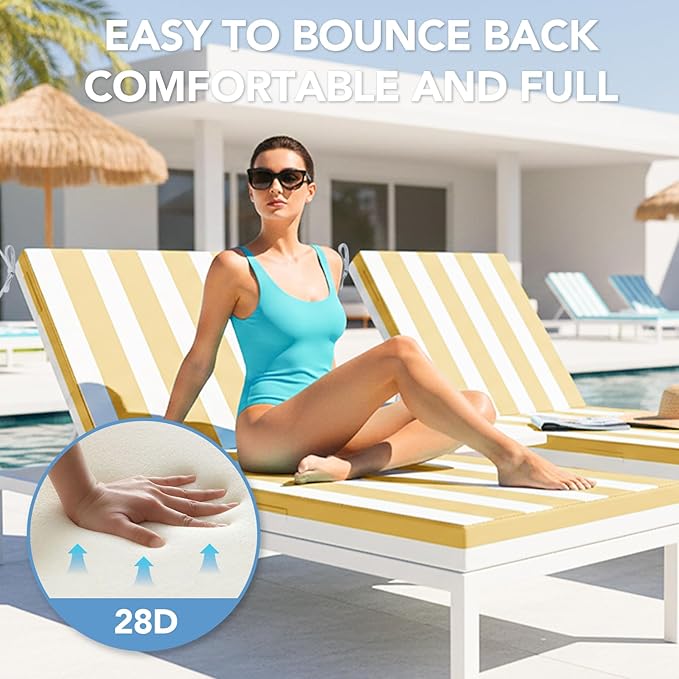 L'AGRATY Outdoor Lounge Chaise Cushion: 72x21x3 Inch Waterproof Lounge Chair - Image 3