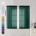 Hunter Green Sheer Curtains 54 Inches Long 2 Panels by OVZME