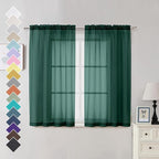 Hunter Green Sheer Curtains 54 Inches Long 2 Panels by OVZME