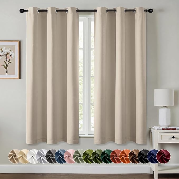 MIULEE Blackout Curtains for Bedroom 2 Panels 40 x 63 Inch Long Light Beige | by MIULEE