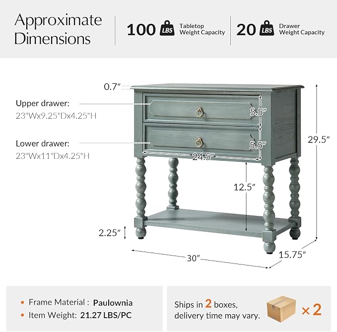 HULALA HOME Farmhouse Storage End Table Set of 2 - Image 2