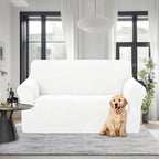 U-NICE HOME Loveseat Cover Stretch Couch Cover Sofa Slipcover, Ivory White | 2 - Image 2