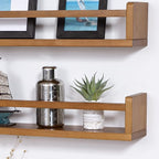 AZSKY Light Walnut Nursery Book Shelves 36 in Floating Wall Mounted Bookshelf - Image 8