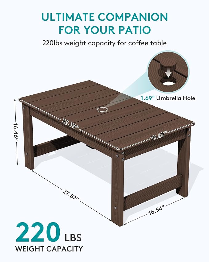 SERWALL 3 Pieces Patio Adirondack Bench Set, 2 Folding Adirondack Bench & 1 - Image 9