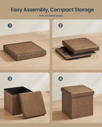 SONGMICS HOME Storage Ottoman, Removable Lid, Foldable Foot Stool, PU Leather - Image 6