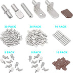 102Pcs Shelf Pins Pegs Kit, 6 Styles Nickel Plated Shelf Support Pegs, - Image 4