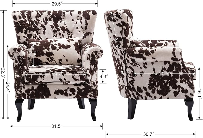 Mid Century Accent Chair Modern Button Tufted Armchair Wingback Club Chair - Image 3