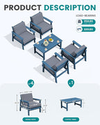 SERWALL Outdoor Patio Furniture Set, 5 Piece HDPE Patio Conversation Sets - Image 2