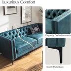 HULALA HOME 84" W Faux Leather Sofa, Mid Century Modern Couch - Image 6