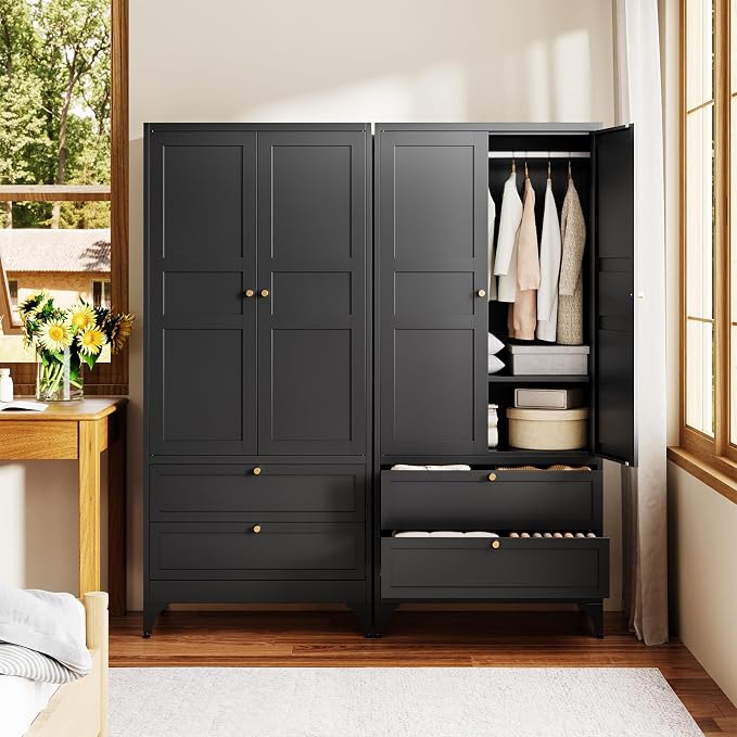 Letaya 71" Metal Wardrobe Cabinets - Image 4