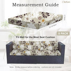 CALBODE 8 Pcs Waterproof Patio Cushion Covers, Floral Printed Stretch Outdoor - Image 2