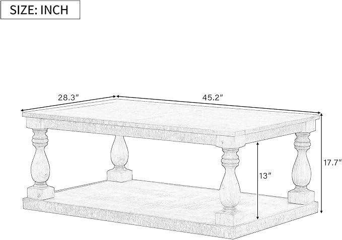 Merax Vintage Coffee Table Featuring Artistic Vase Column Legs and Luxurious - Image 2