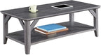 HomeStock Asian Aesthetics Coffee Table, Rustic Style, 2 Spacious Shelves - Image 3
