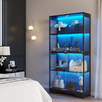 knoworld Display Cabinet with Glass Doors, 4-Tier Glass Display Case with 15mm - Image 9