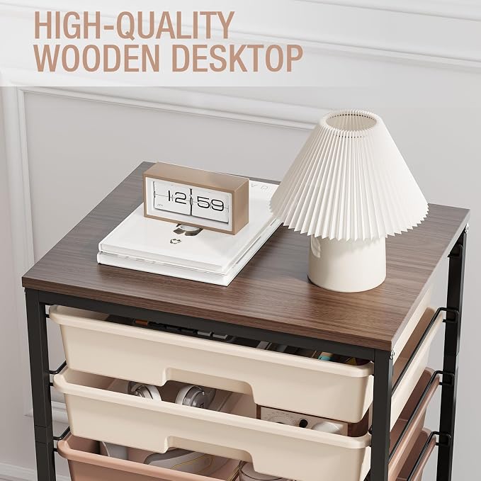 TOOLF Rolling Carts with Wheels, 8-Drawer Utility Cart, Wooden Tabletop Storage - Image 6