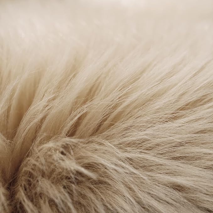 SERISSA 4x6 Fluffy Beige Faux Fur Area Rug - Image 5