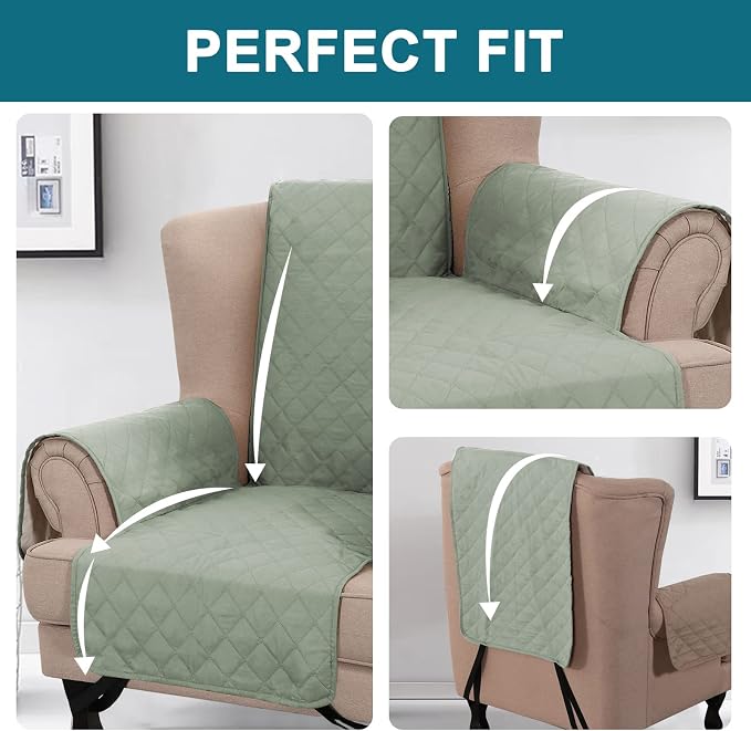 Turquoize 100% Waterproof Wing Chair Cover Wing Armchair Slipcovers Chair Couch - Image 5