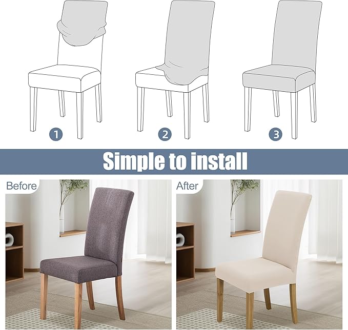 BIETYONE Stretch Dining Chair Covers Set of 4, Soft Removable Washable Kitchen - Image 4