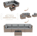 JAMFLY 5-Piece Patio Furniture Set, All-Weather Wicker Outdoor Sectional Sofa - Image 4