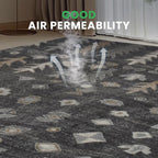 8x10 Retro Washable Area Rugs for Living Room, Dining Room- Black | Ultra Soft - Image 5