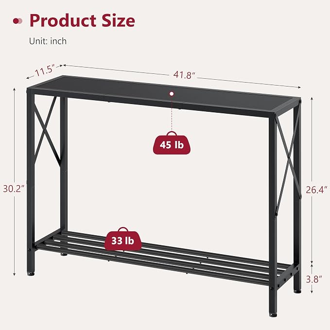 Tajsoon Console Table, 2-Tier Entryway Table, 41.8”L Narrow Sofa Tables - Image 3