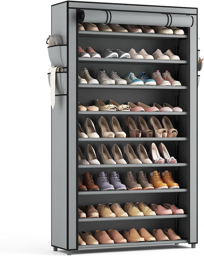 LANTEFUL Shoe Rack with Covers 10 Tier Tall Shoe Rack Organizer Large Capacity by LANTEFULforTidyingHouse