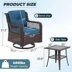 3 Pieces Patio Swivel Chairs, Wicker Patio Conversation Sets - Image 2
