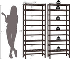 Homykic 6-Tier Bamboo Bookshelves and Bookcases, Adjustable 63.4”Tall Shallow - Image 3