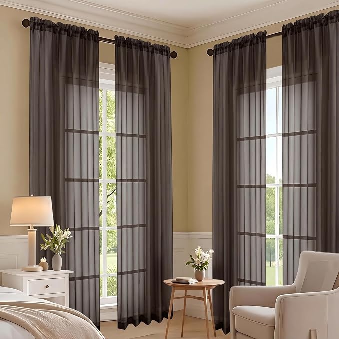 Chocolate Bedroom Curtains 2 Panel Sets 96 Inch Length, 59 Inch Extra Wide - Image 7