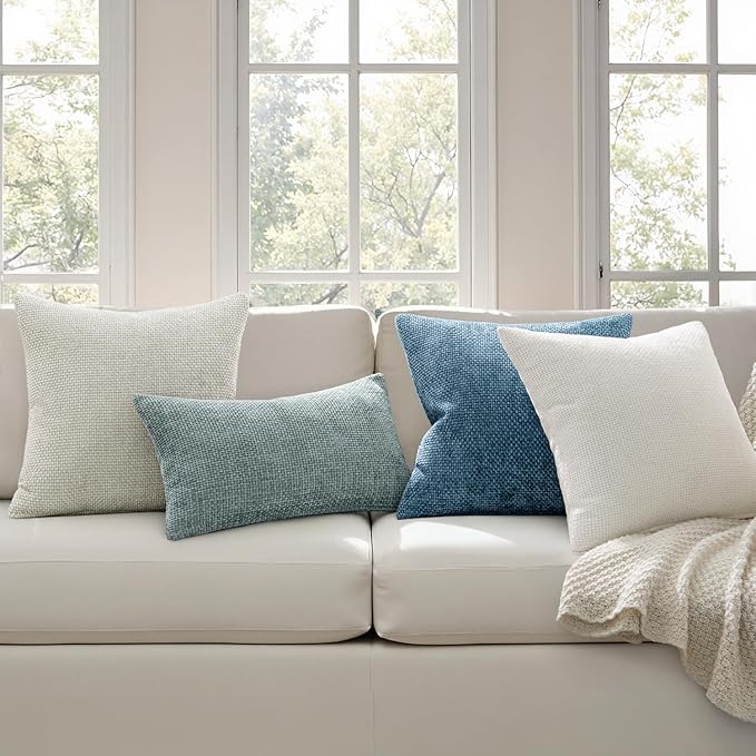 MIULEE Decorative Couch Throw Pillow Covers 18x18 Inch Coastal Blue 2 Pack | - Image 3