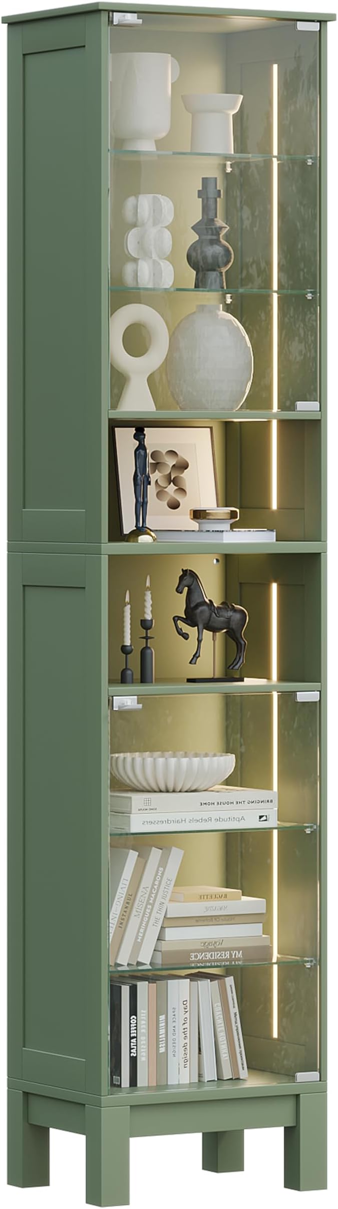 Glass Display Cabinet, 8-Tier Curio Cabinets by ZKIODV