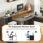 YOMILUVE 63" Farmhouse L Shaped Executive Desk - Image 7
