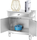 VINGLI Mirrored Cabinet, Mirrored Nightstand, Mirrored Dresser Accent Chest - Image 5