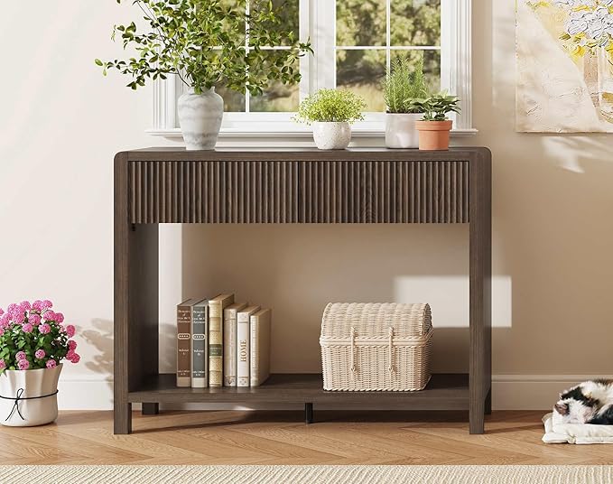 FATORRI Console Entryway Table, Narrow Wooden Sofa Table - Image 6