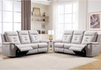 ANJ Power Oversized Reclining Sofa Couch Set of 2, Breathable Faux Leather by ANJ