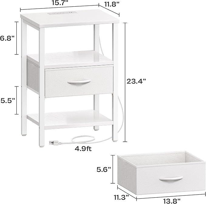 SUPERJARE Nightstand Set of 2, Bed Side Tables - Image 3