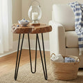 WELLAND Rustic Date Tree End Table Live Edge Side Table 18" W x 15" D x 21" H by WELLAND