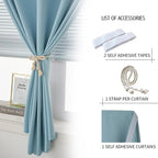 Thermal Blackout Curtains with Self-Adhesive Tape, No Rod No Drill Easy Install - Image 7
